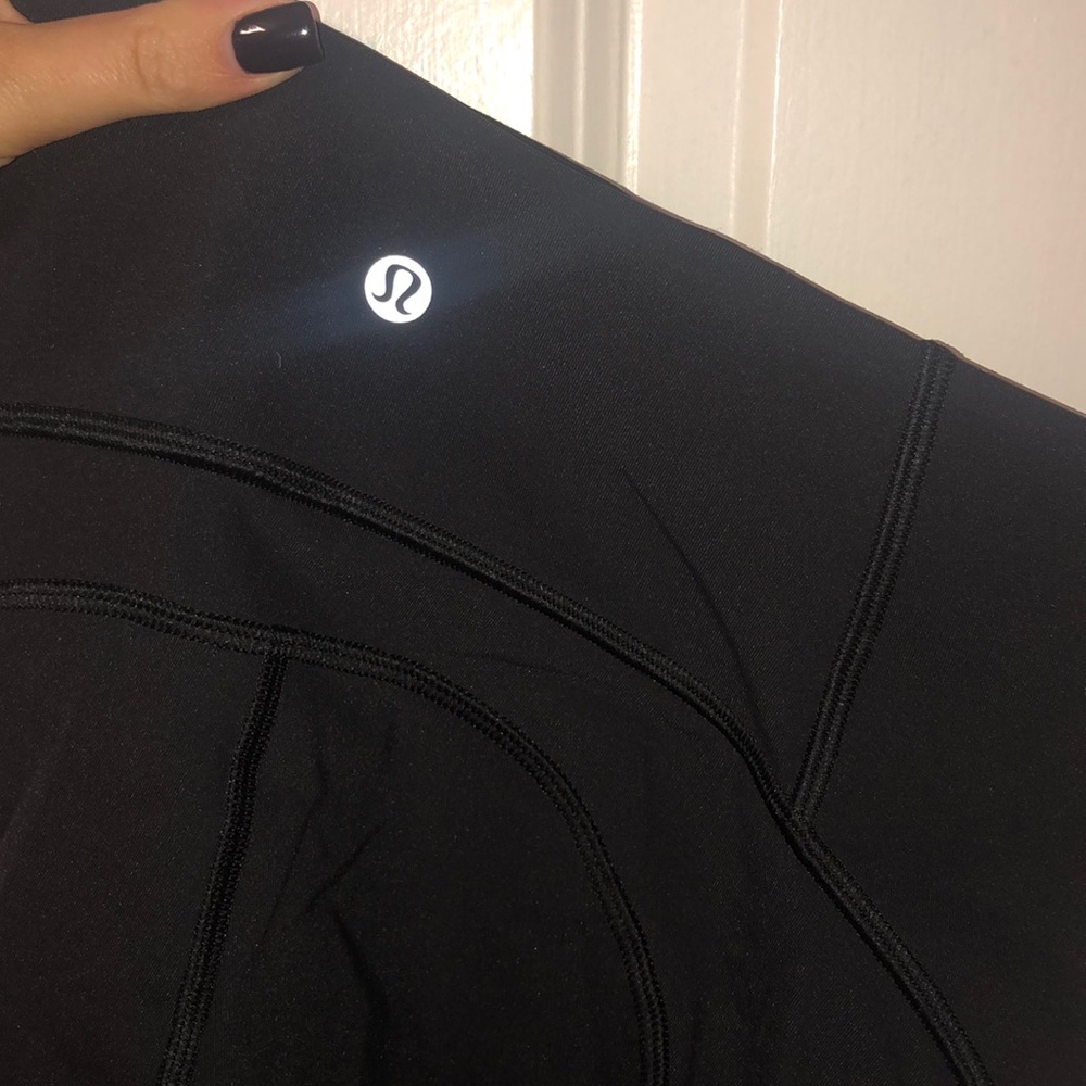 Lululemon Black Mesh-Side Cropped Leggings